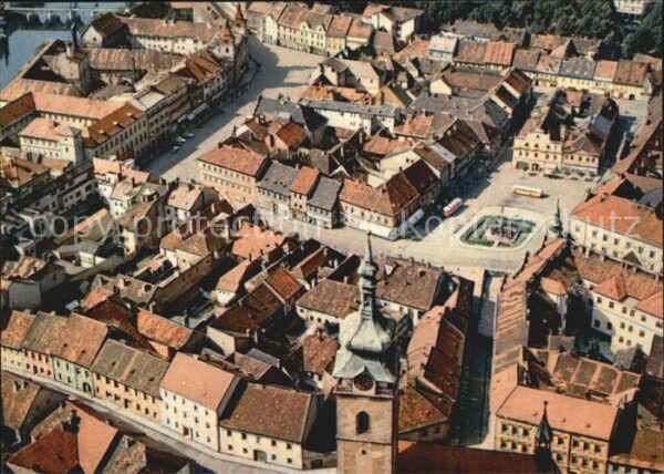 Pisek Tschechien Altstadt Stadtzentrum Fliegeraufnahme