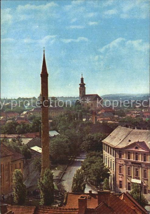Eger Ungarn Ansicht mit Minarett und Kirche