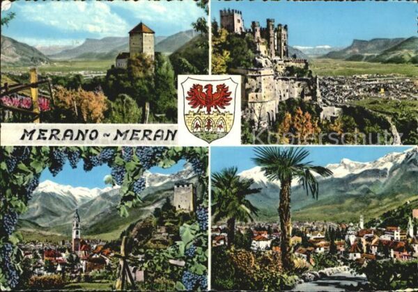 Meran Merano Gesamtansicht mit Alpenpanorama Schloss