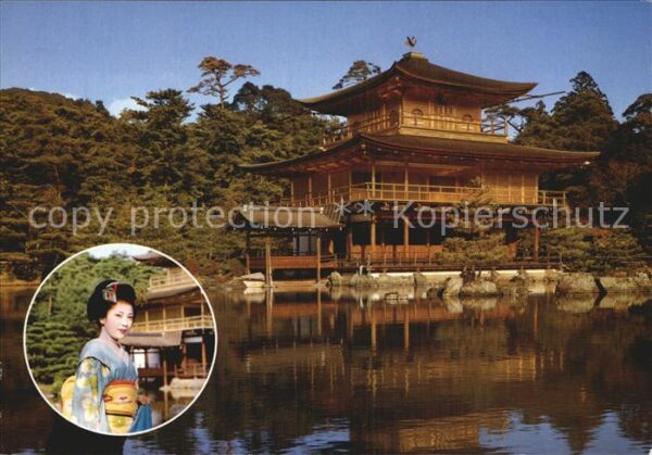 Kyoto Gold Pavilion and Maiko dancer