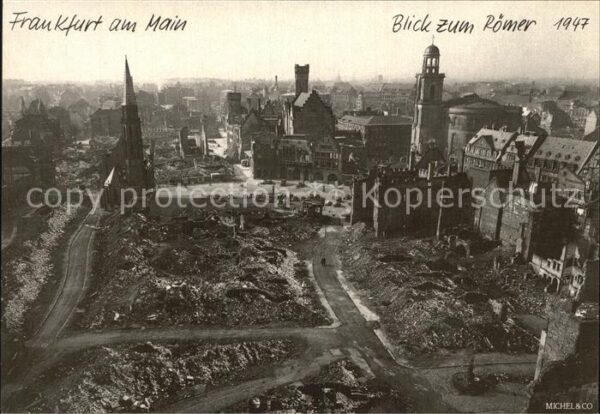 Frankfurt Main Blick zum Römer 1947 Repro