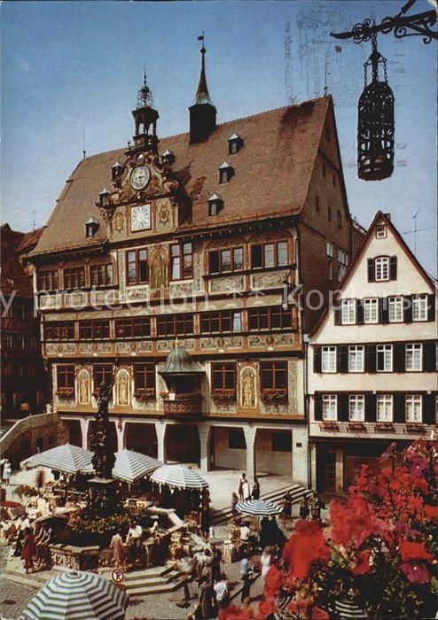 Tuebingen Marktbrunnen und Rathaus