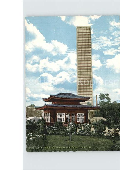 Leverkusen Teehaus mit Bayer-Hochhaus