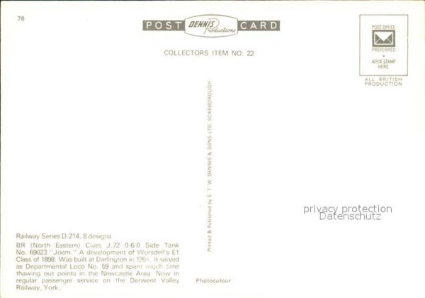 Lokomotive North Eastern BR Class J. 72 0-6-0 Side – Bild 2