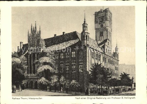 Radierung Professor B. Hellingrath Rathaus Thorn