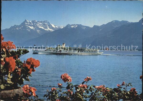 Dampfer Seitenrad Geneve Lac Leman Dents-du-Midi