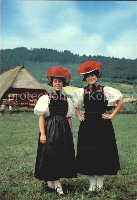 Trachten Schwarzwald Bollenhut - P O S T K A R T E -  - P O