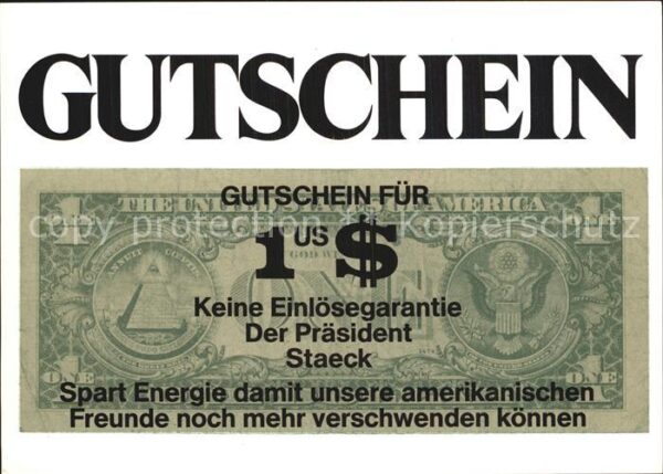 Politik Gutschein für 1 US $ Klaus Staeck