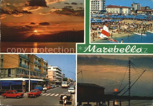 Marebello Rimini Sonnenuntergang Strand Teilansicht