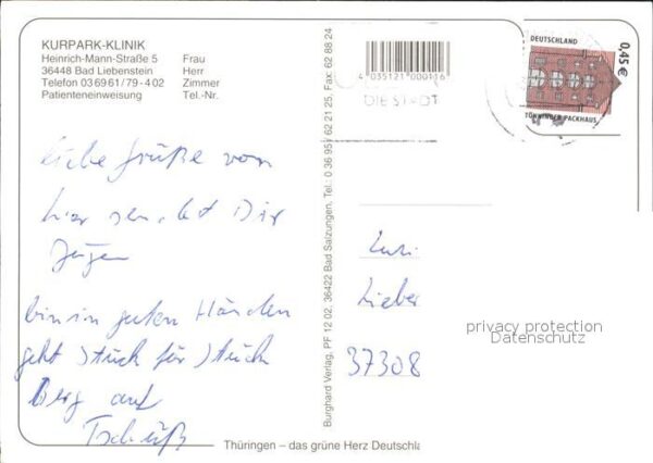 Bad Liebenstein Kurpark Klinik Dr Lauterbach Halle Schw – Bild 2