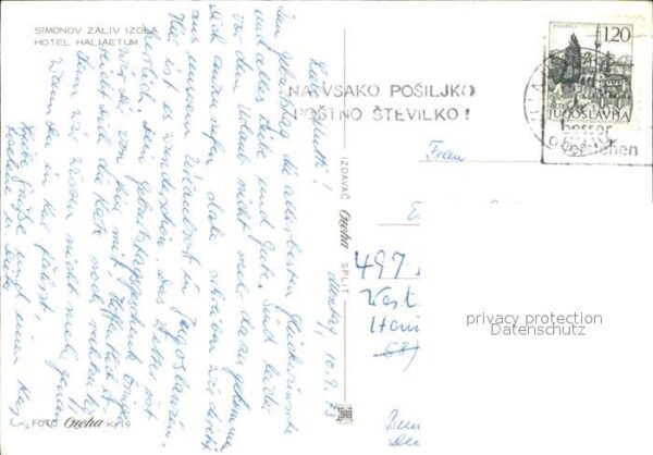 Jugoslawien Yugoslavie Hotel Haliaetum Simonov Zaliv Isola – Bild 2