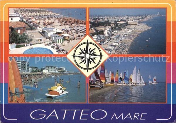 Gatteo Mare Fliegeraufnahme Strand Tretboote Panora