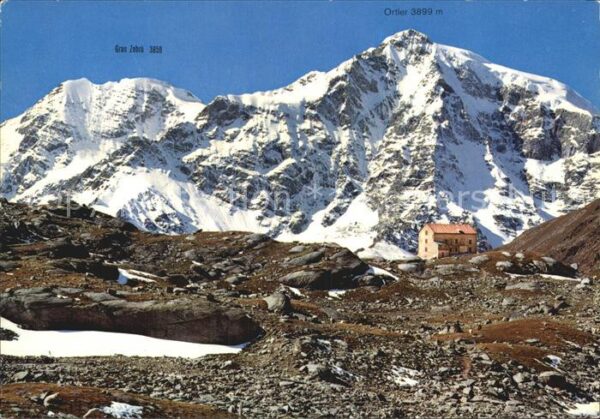 Duesseldorfer Huette mit Ortler und Zebru