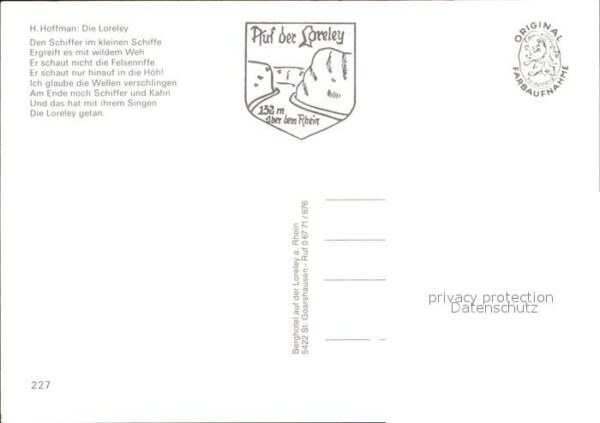 St Goarshausen Die Loreley Liedtext – Bild 2