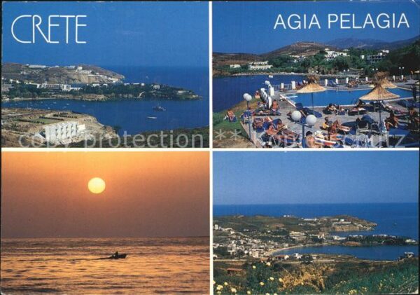 Agia Pelagia Fliegeraufnahme Teilansicht Pool Sonnen