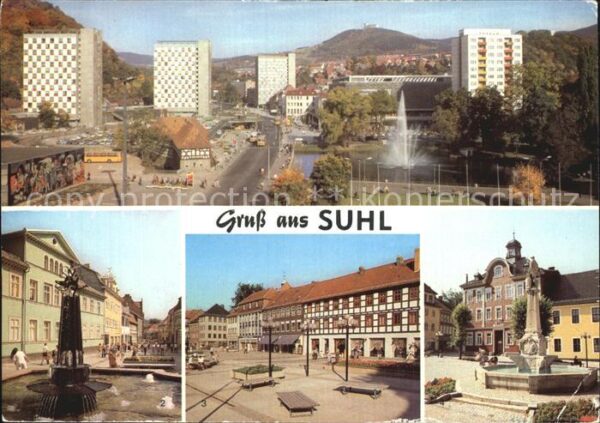 Suhl Thueringer Wald Steinweg Rathaus mit Waffenschmied-Denk