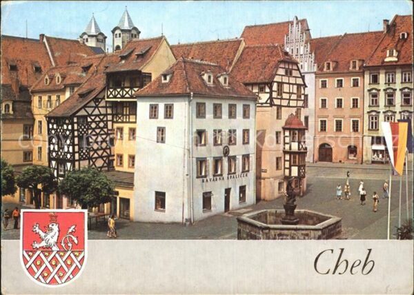 Cheb Eger Altstadtpartie mit Brunnen