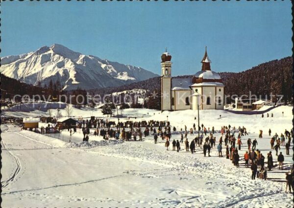 Seefeld Tirol Seekirchl mit Eislaufbahn