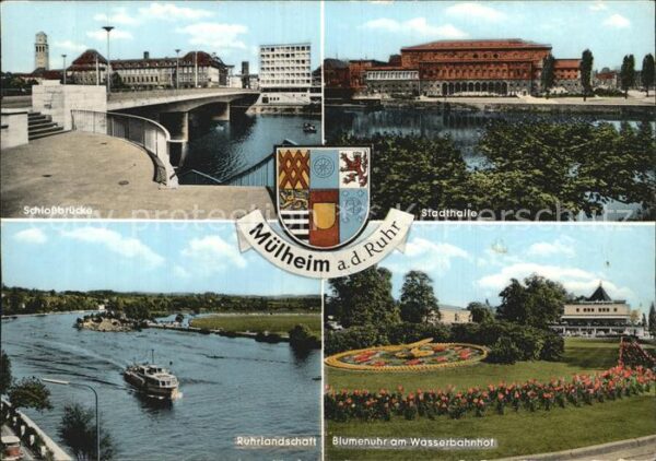 Muelheim Ruhr Schlossbrücke Stadthalle Blumenuhr