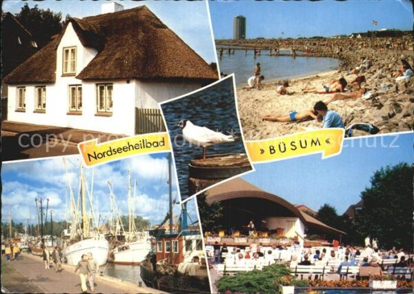 Buesum Nordseebad Altes Reetdachhaus Strand Fischereihafe
