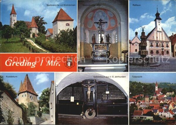 Greding Martinskirche mit Wehrtürmen Altar Rath