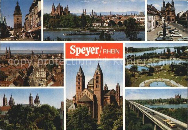 Speyer Rhein Stadttor Stadtblick Brunnen Teilansicht