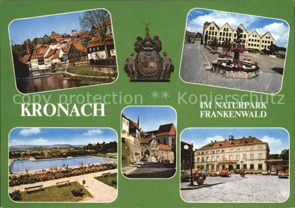 Kronach Oberfranken Teilansicht Markt Brunnen Schwimmbad Ra
