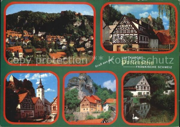 Pottenstein Oberfranken Panorama Fachwerkhäuser Kirche Felsmass