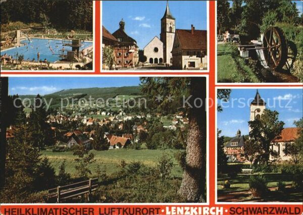 Lenzkirch Schwimmbad Kirche Wasserrad Panorama