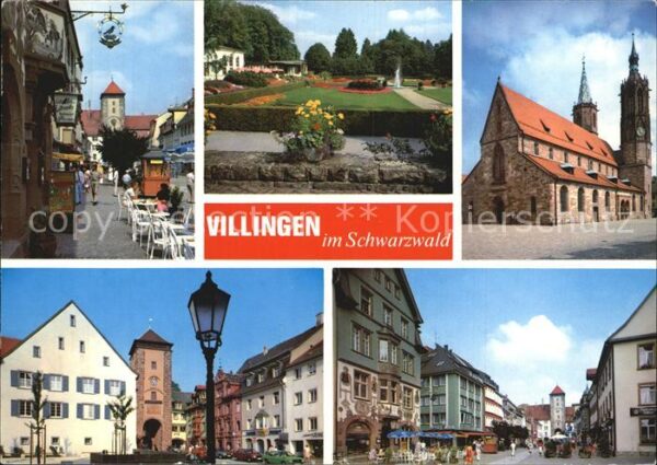 Villingen-Schwenningen Strassencafe Park Kirche Marktbrunnen F