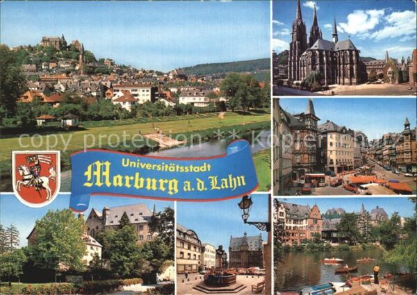 Marburg Lahn Panorama Schloss Kirche Markt Brunnen L