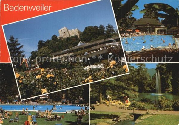 Badenweiler Burgruine Kurhaus Schwimmbad Park Fontä