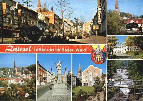 Zwiesel Niederbayern Teilansichten Brunnen Rathaus Waldhaus