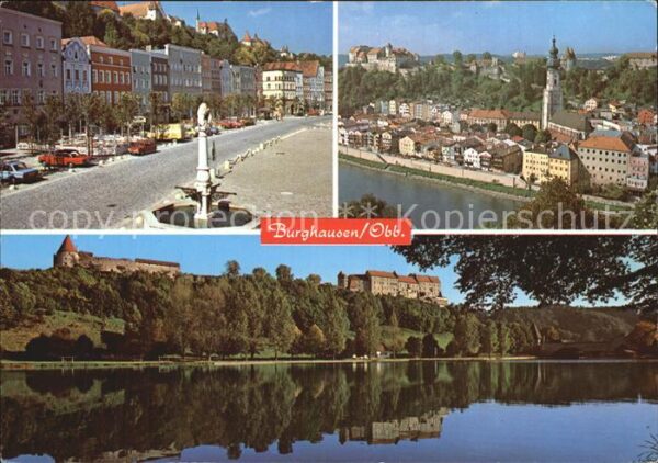 Burghausen Oberbayern Strassenpartie Brunnen Teilansicht Schl