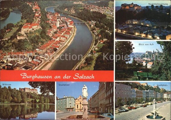 Burghausen Salzach Fliegeraufnahme Burg Achblick Wöhrsee S