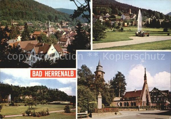 Bad Herrenalb Stadtblick Park Fontäne Kirche