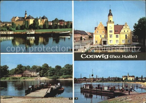 Coswig Sachsen Schloss Elbfähre Rathaus Elbepartie