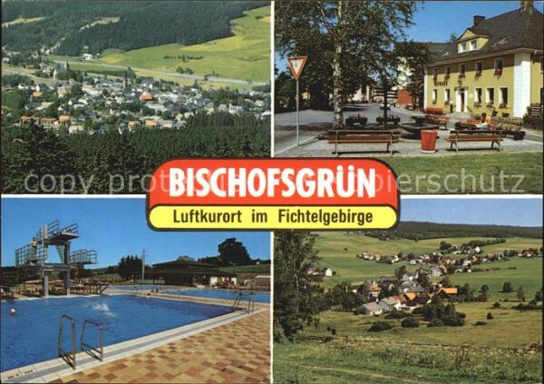 Bischofsgruen Panorama Dorfpartie Schwimmbad Panorama