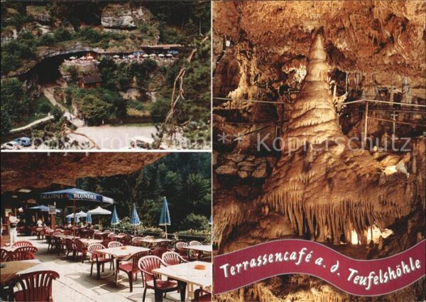 Pottenstein Oberfranken Terrassencafe an der Teufelshöhle
