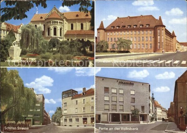 Weiden Oberpfalz Pfarrkirche Bahnofstr mit Postamt Schil