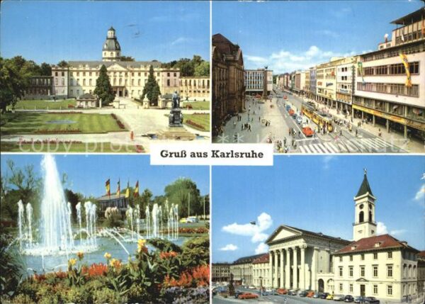 Karlsruhe Baden Schloss Kaiserstrasse Park Wasserspiele