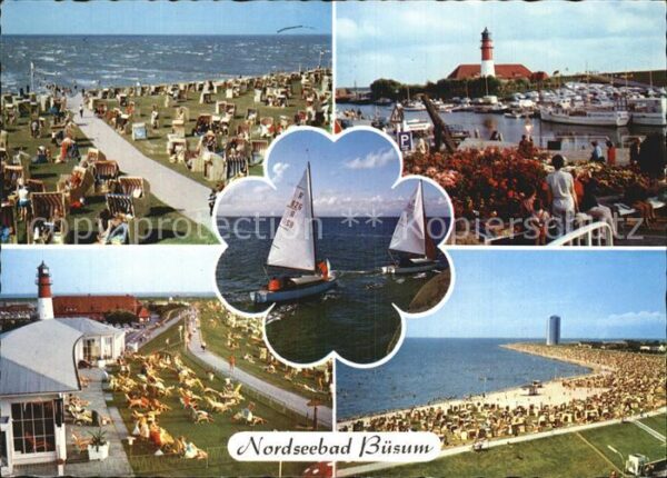 Buesum Nordseebad Korbstrand Alter Hafen Liegehalle Segel