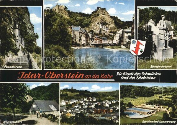 Idar-Oberstein Felsenkirche Nahepartie Schleiferdenkma