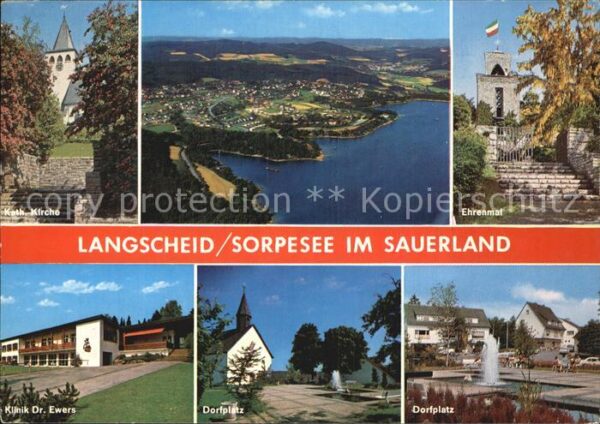 Langscheid Sorpesee Kath Kirche Fliegeraufnahme Ehrenmal Kl