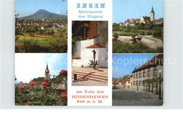 Engen Hegau mit Hohenhewen Kirche Dorfpartie