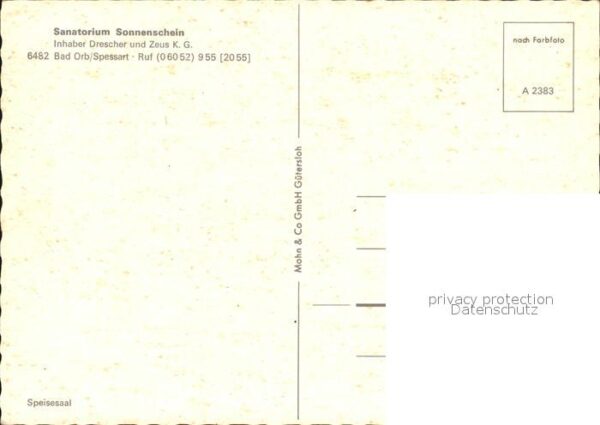 Bad Orb Sanatorium Sonnenschein Speiseraum – Bild 2