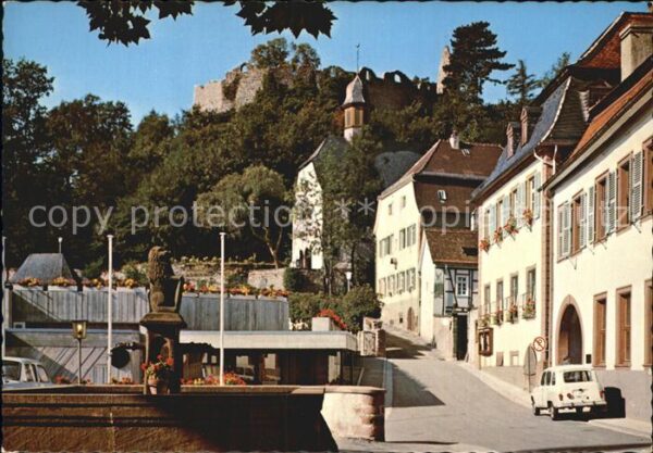 Lindenfels Odenwald Dorfpartie mit Burgruine