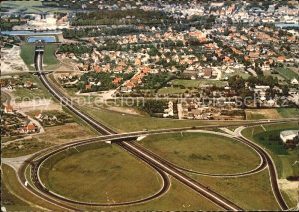 Rendsburg Tunnelanfahrt von Süden Fliegeraufnahme