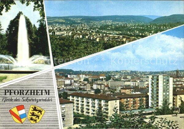 Pforzheim Fontäne Panorama Teilansicht