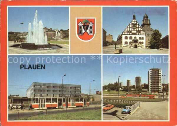 Plauen Vogtland Springbrunnen Rathaus Oberer Bahnhof Pu